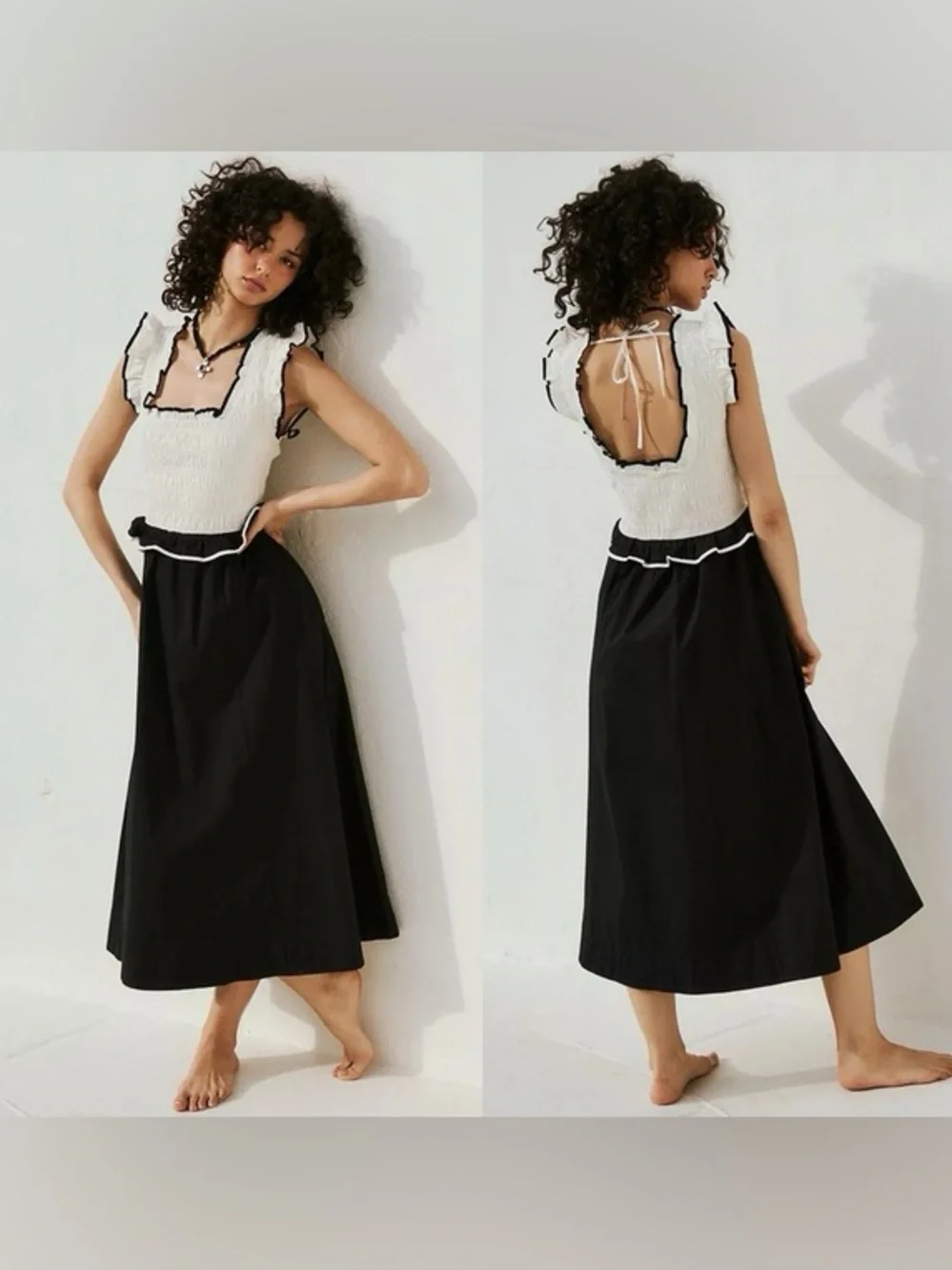 Free People Tovi Smocked Midi Dress size XS
